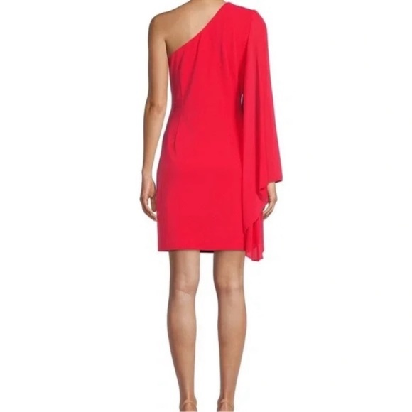Belle Badgley Mischka Maya One Shoulder Drape Sleeve Dress - Picture 2 of 12